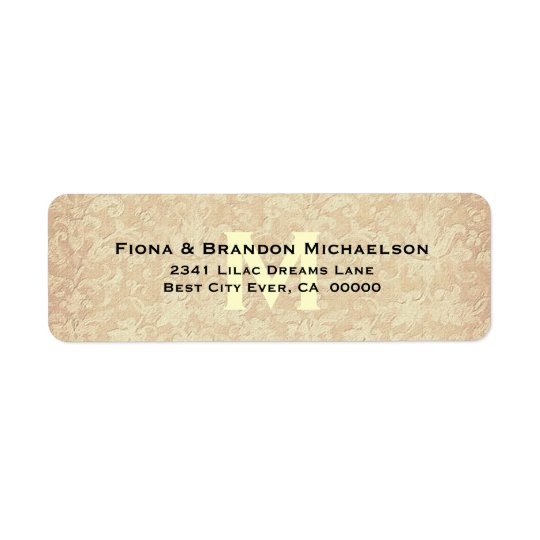 Antique Cream Monogram Personalised Return Address Label