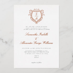 Antique Crest Minimalist Vintage Monogram Wedding