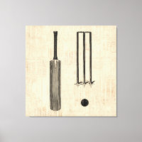 Antique Cricket Bat Vintage Illustrated Art