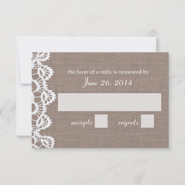 Antique Crochet Lace and Burlap RSVP (Front)