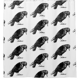 Antique Crow Blackbird RavenTotebag Shower Curtain