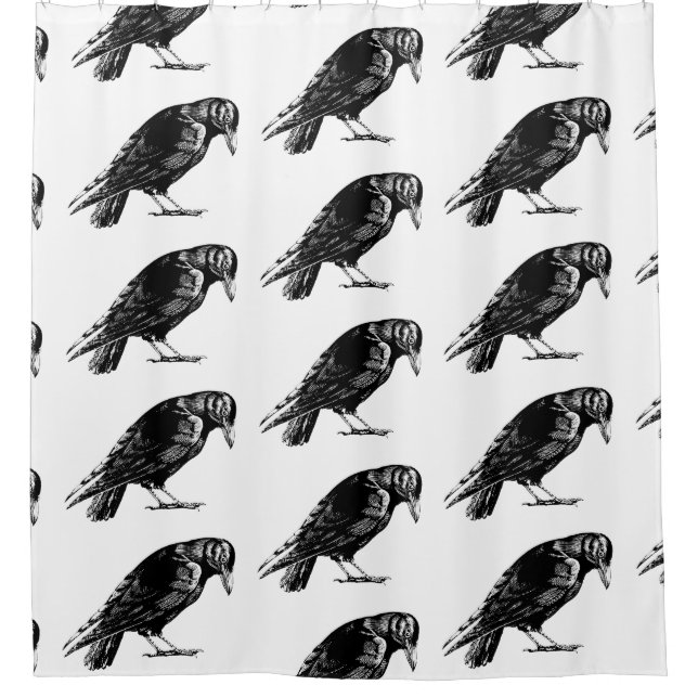 Antique Crow Blackbird RavenTotebag Shower Curtain (Front)