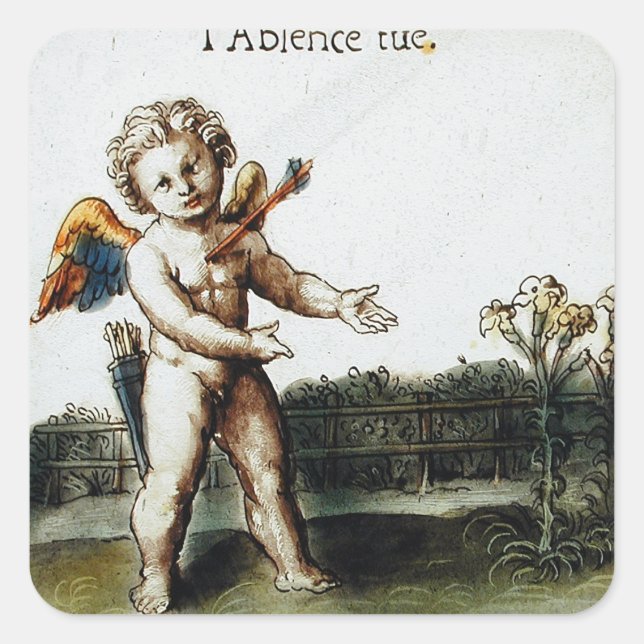 Antique Cupid Love Missing You Otto Van Veen Square Sticker (Front)