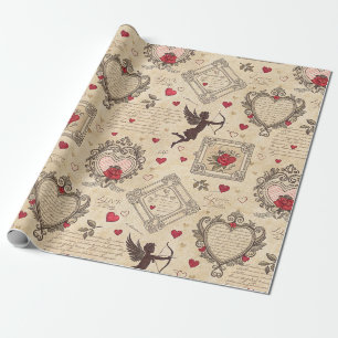 Antique Cupid Valentine Ornate Love Wrapping Paper