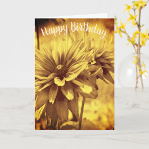 Antique Daisies Floral Customisable Birthday Card