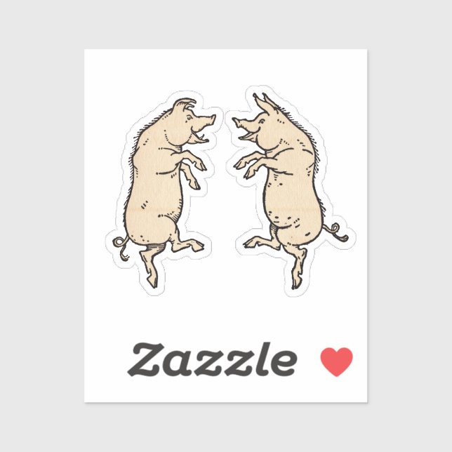 Antique Dancing Pigs: Whimsical Vintage Piggy Jig  (Sheet)