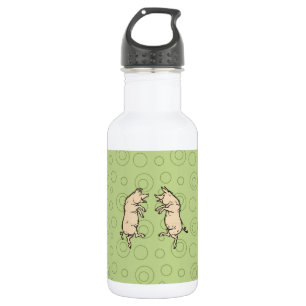 Antique Dancing Pigs: Whimsical Vintage Piggy Jig 532 Ml Water Bottle