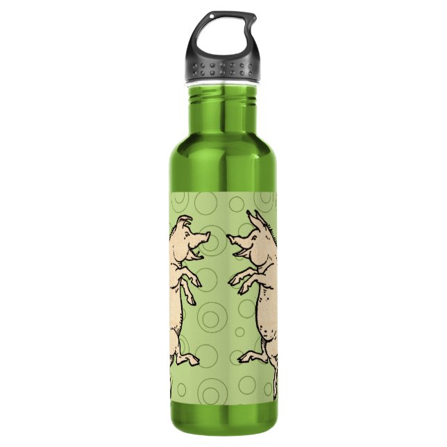 Antique Dancing Pigs: Whimsical Vintage Piggy Jig  710 Ml Water Bottle (Front)
