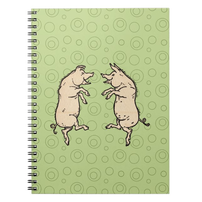 Antique Dancing Pigs: Whimsical Vintage Piggy Jig  Notebook (Front)