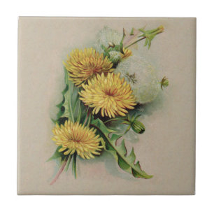 Antique Dandelion Ceramic Tile