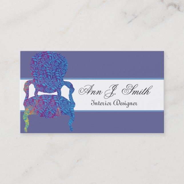 Antique Dealer Interior Decorator Settee Furniture Business Card (Front)