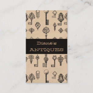 Antique Dealer Store Shop Vintage Brown Keys Business Card