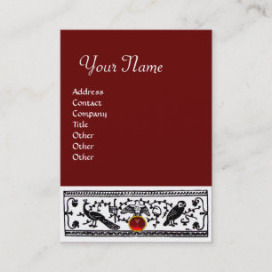 ANTIQUE DECOR,ANIMALS ,BLACK WHITE RED MONOGRAM BUSINESS CARD