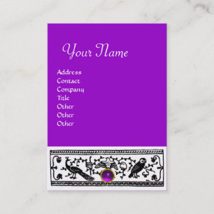 ANTIQUE DECOR,ANIMALS ,PURPLE AMETHYST MONOGRAM BUSINESS CARD