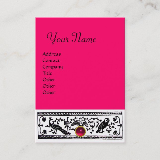 ANTIQUE DECOR, RUBY  MONOGRAM ,pink red Business Card (Front)