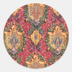 Antique Decorative French Floral Pattern Classic Round Sticker