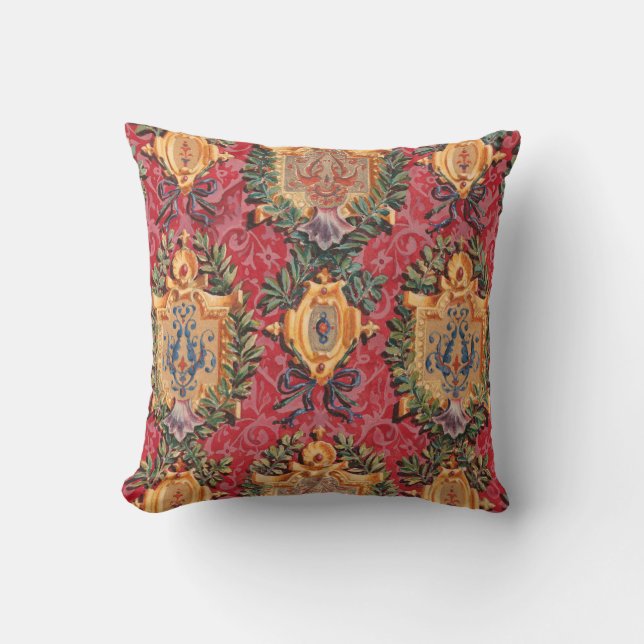 Antique Decorative French Floral Pattern Cushion (Front)