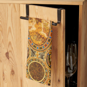 Antique Decorative Italian Gemstone Pattern Tea Towel