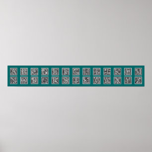 Antique Decorative Woodcut Letter Alphabet Poster