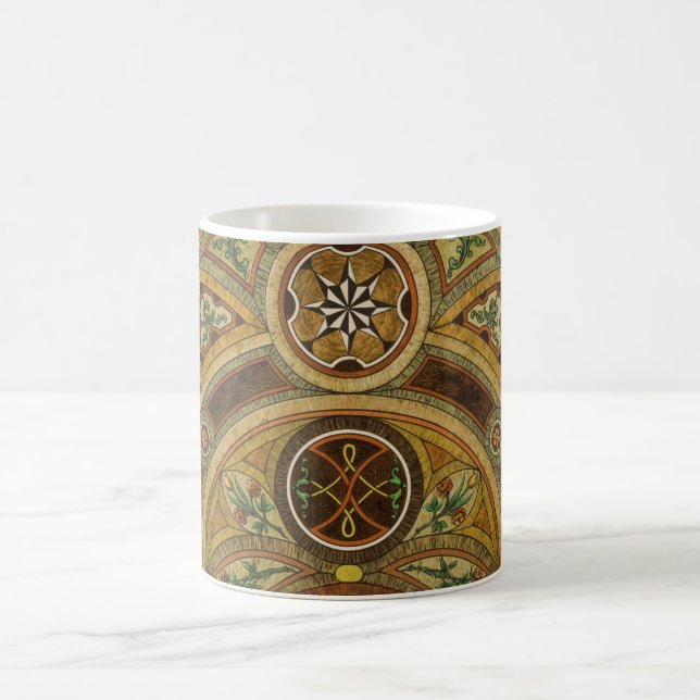 Antique Decorative Wooden Print Coffee Mug (Center)