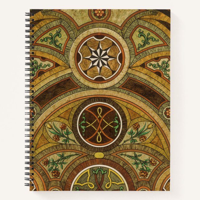 Antique Decorative Wooden Print Notebook (Front)
