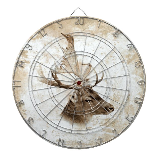 Antique Deer Print 5 Dartboard (Front)