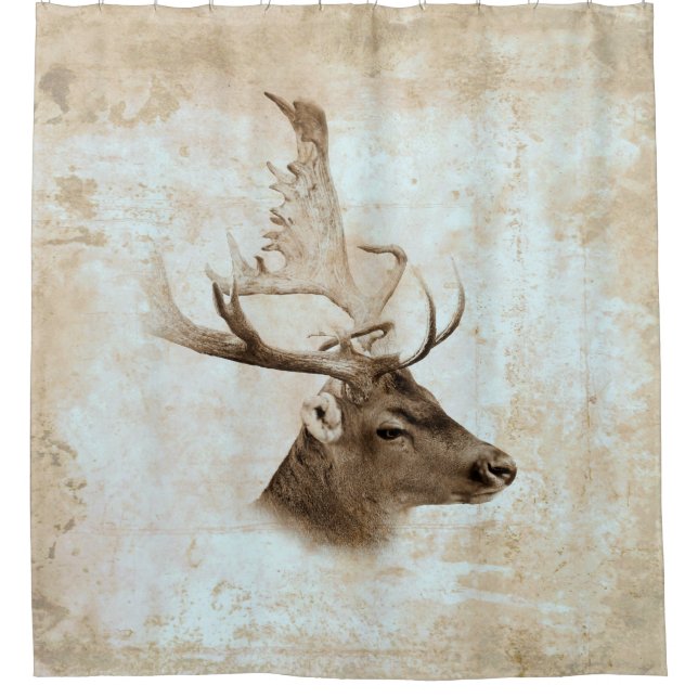 Antique Deer Print 5 Shower Curtain (Front)