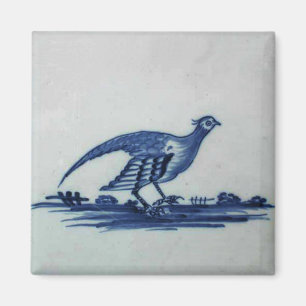 Antique Delft Blue Tile - Grouse in the Grass Triv Magnet