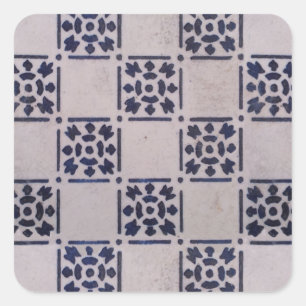 Antique Delft Blue White Pattern Dutch Tile Square Sticker