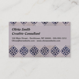 Antique Delft Tile Blue: Classic Dutch Art Pattern Business Card