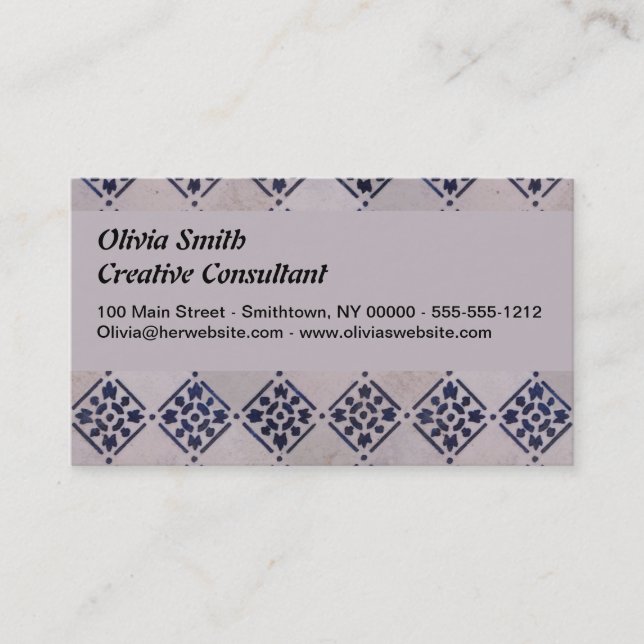 Antique Delft Tile Blue: Classic Dutch Art Pattern Business Card (Front)