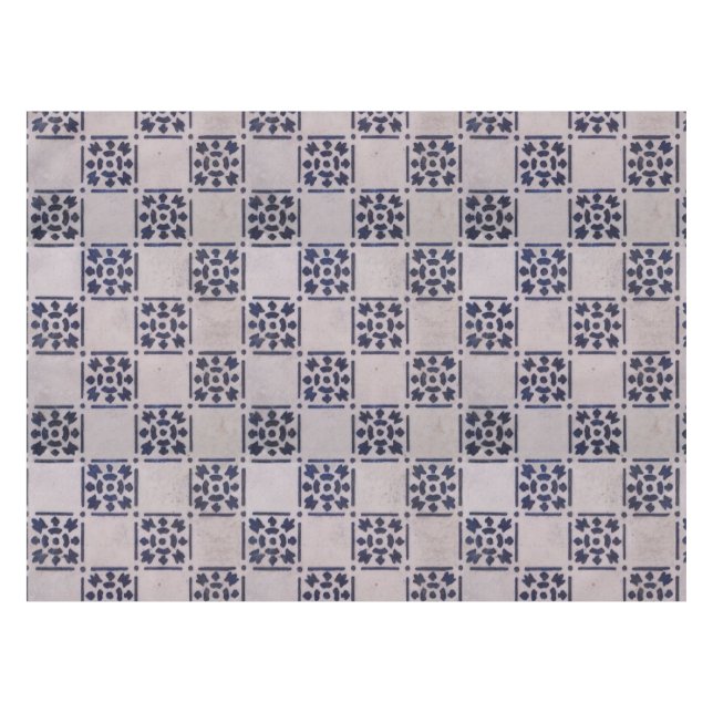 Antique Delft Tile Blue: Classic Dutch Art Pattern Tablecloth (Front (Horizontal))