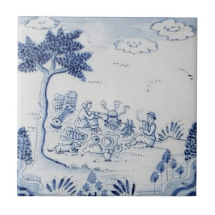 Antique Delft Tile-Pastoral Scene-Blue & White-19 Tile