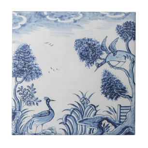 Antique Delft Tile-Pastoral Scene-Blue & White-7 Tile