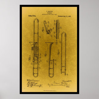 Antique Design Retro trombone patent print