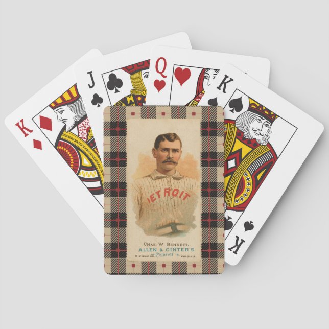 Antique Detroit Baseball Player Playing Cards (Back)