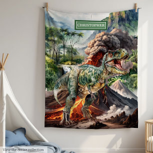 Antique Dinosaur Birthday Gift Personalized Fleece Blanket