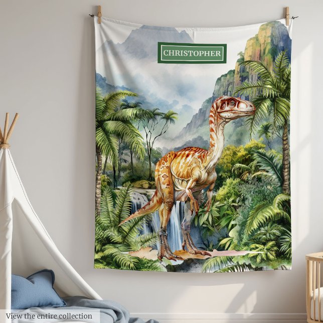 Antique Dinosaur Blanket Personalised Child Name (Antique Dinosaur Blanket Personalized with Child Name)