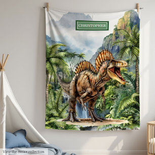 Antique Dinosaur Personalized Blanket Boys Gift