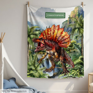 Antique Dinosaur Personalized Kids Birthday Fleece Blanket