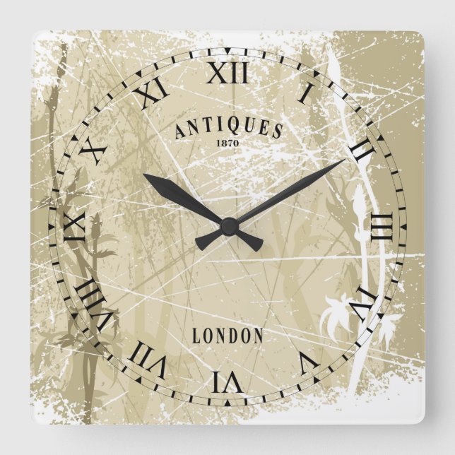 Antique Distressed Roman Face London Wall Clock (Front)