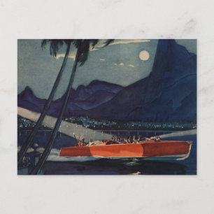 Antique Dodge Motor Boat Lycoming Sea Postcard