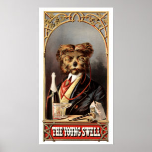 Antique Dog With Monocle Poster