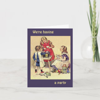 Antique Doll Party Invitation Notecard