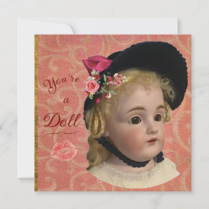 Antique Doll Valentine/Greeting Card