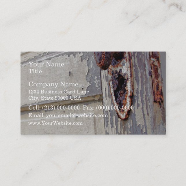 Antique door and door handle in farmers home business card (Front)