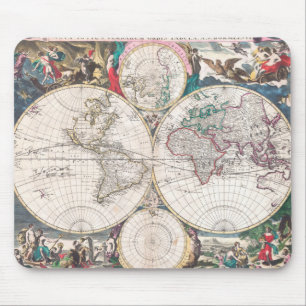 Antique Double-Hemisphere World Map Mouse Mat