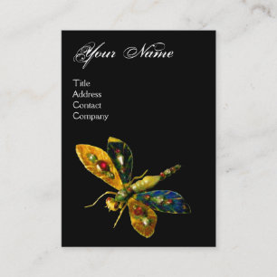 ANTIQUE DRAGONFLY JEWEL MONOGRAM ,Black Business Card