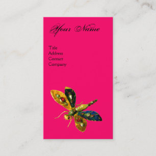 ANTIQUE DRAGONFLY JEWEL MONOGRAM ;Black Fuchsia Business Card