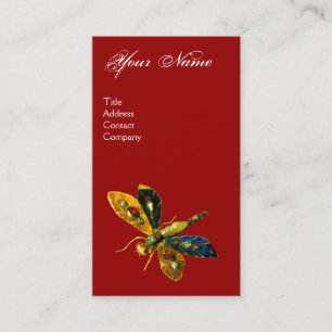 ANTIQUE DRAGONFLY JEWEL MONOGRAM ,Black Red Business Card